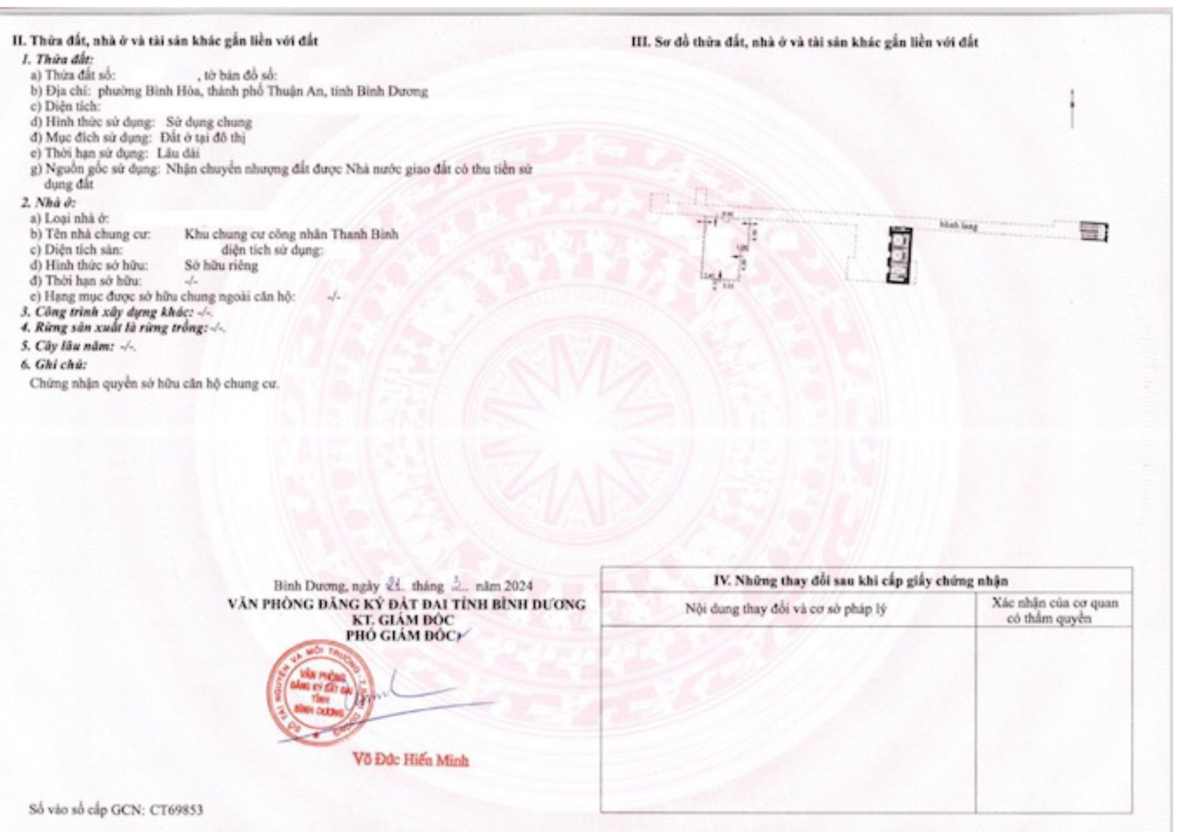 Sổ hồng Thanh Bình Residence